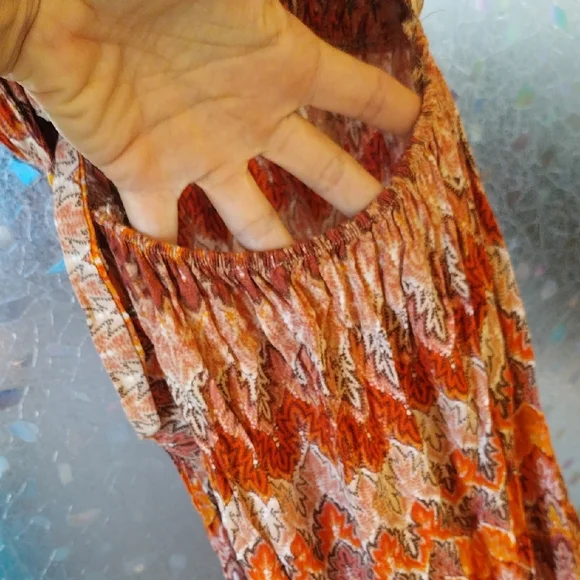 Elegant Orange Patterned Maxi Dress - Picture 7 of 12